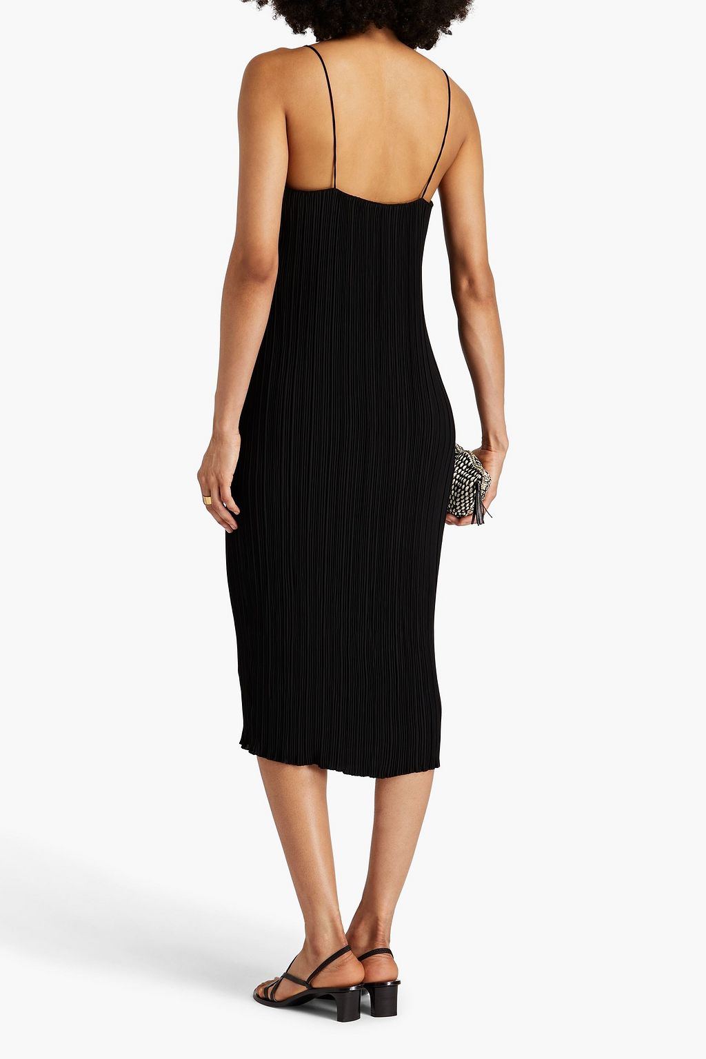GOOD AMERICAN Plissé crepe midi dress