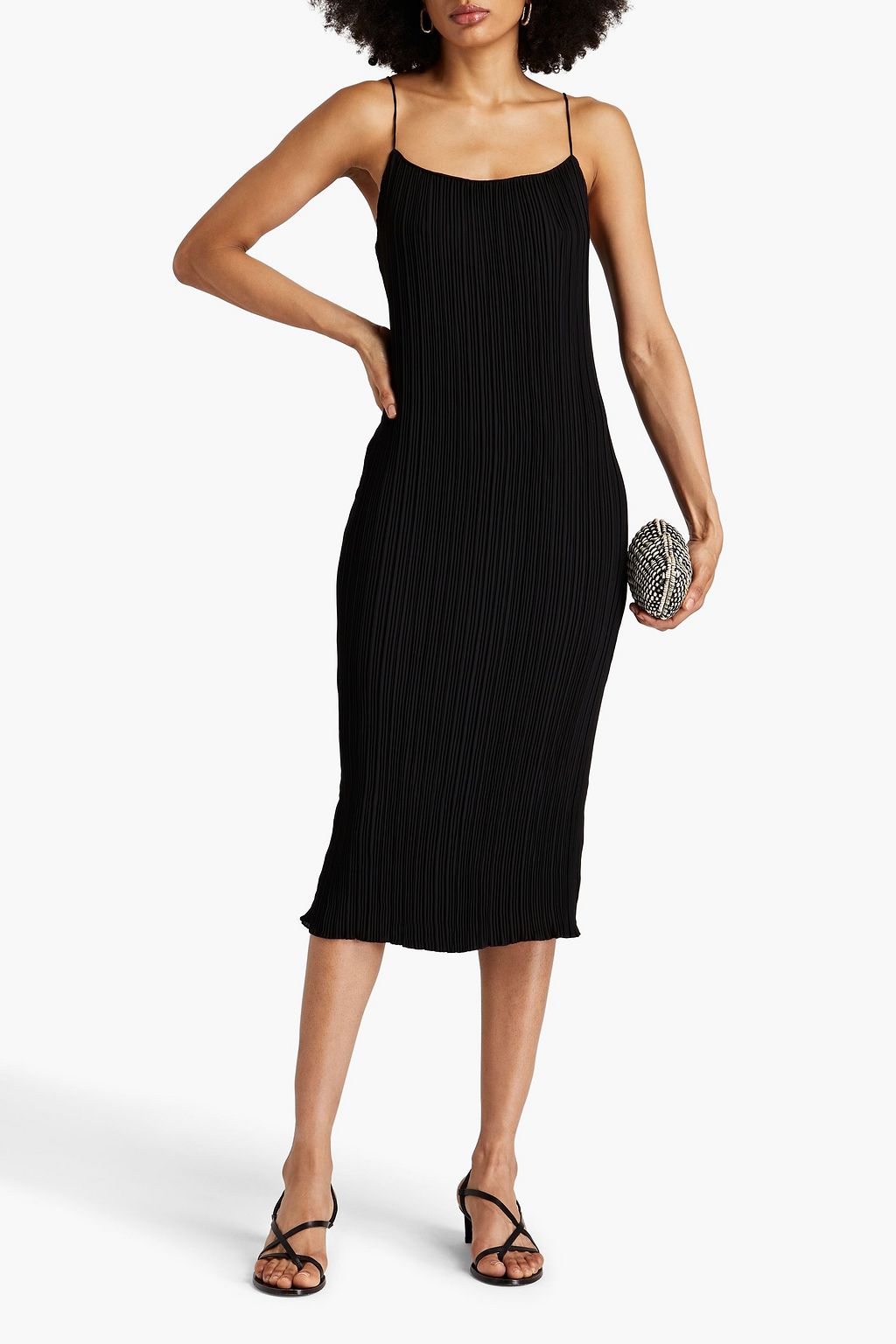 GOOD AMERICAN Plissé crepe midi dress
