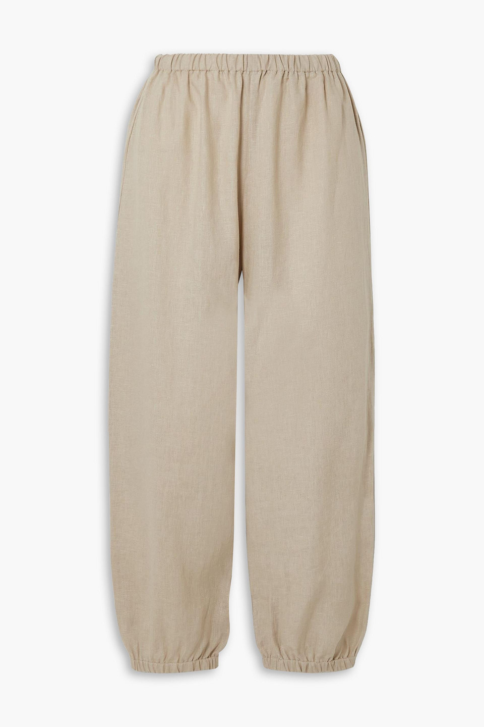 Suzie Kondi Safari Linen Tapered Trousers In Brown