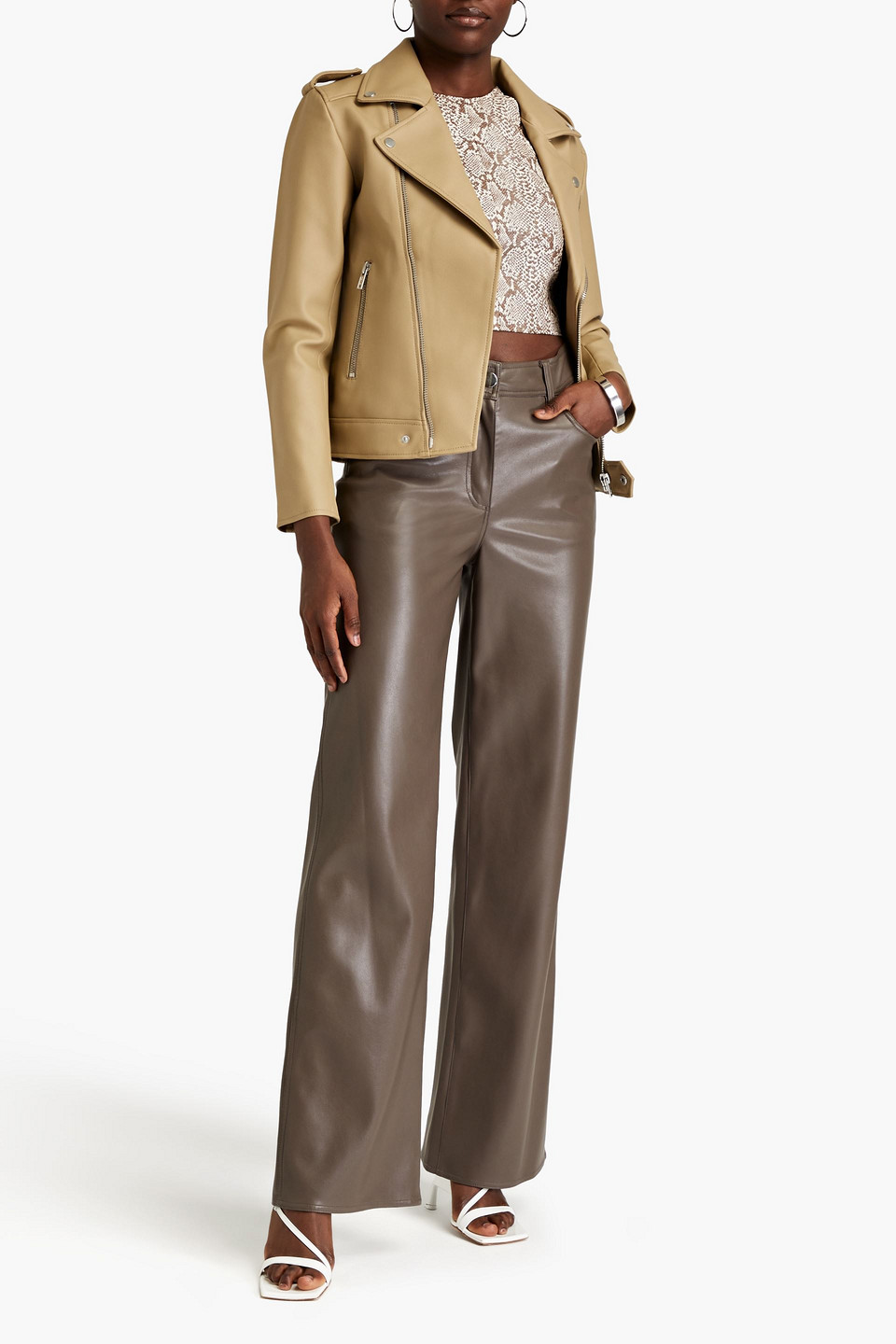  Deadwood - Faux Leather Biker Jacket - Neutral - Fr 36 