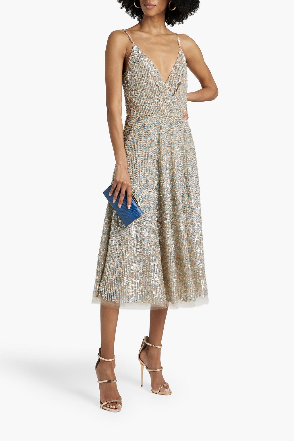 VALENTINO GARAVANI Midikleid aus Tüll mit Wickeleffekt und Pailletten