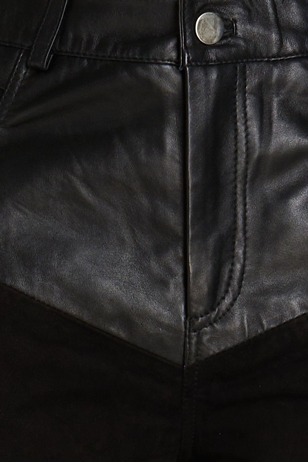 DEADWOOD Leather-paneled suede slim-leg pants