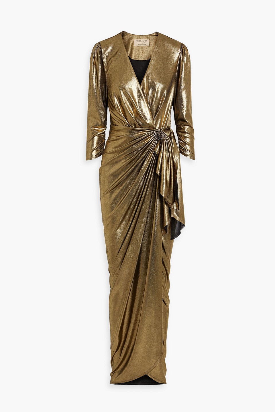 Maria Lucia Hohan Adelyn Draped Lamé Maxi Wrap Dress In Gold