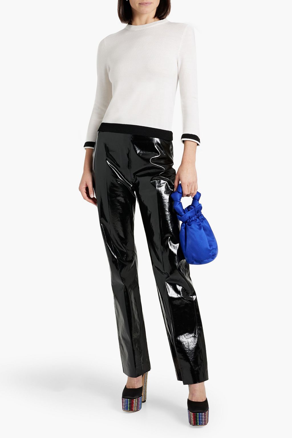 ALICE + OLIVIA Justina zweifarbiger Pullover aus einer Wollmischung