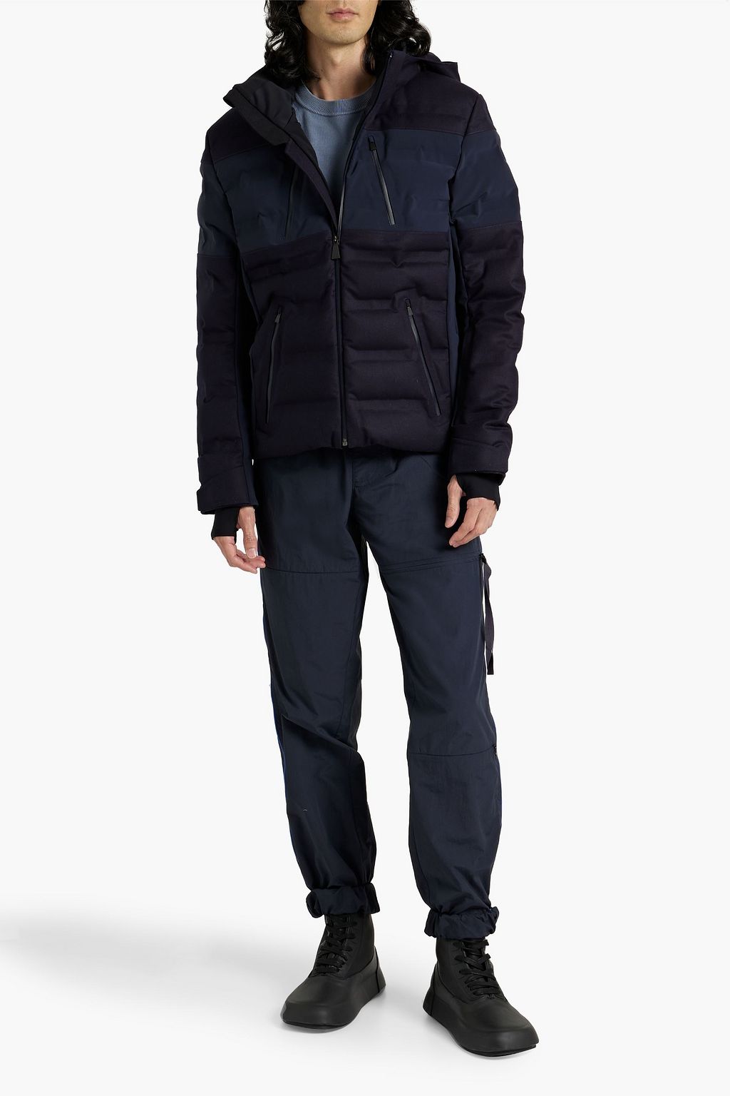 AZTECH MOUNTAIN Nuke quilted wool-blend twill-paneled hooded down ski jacket