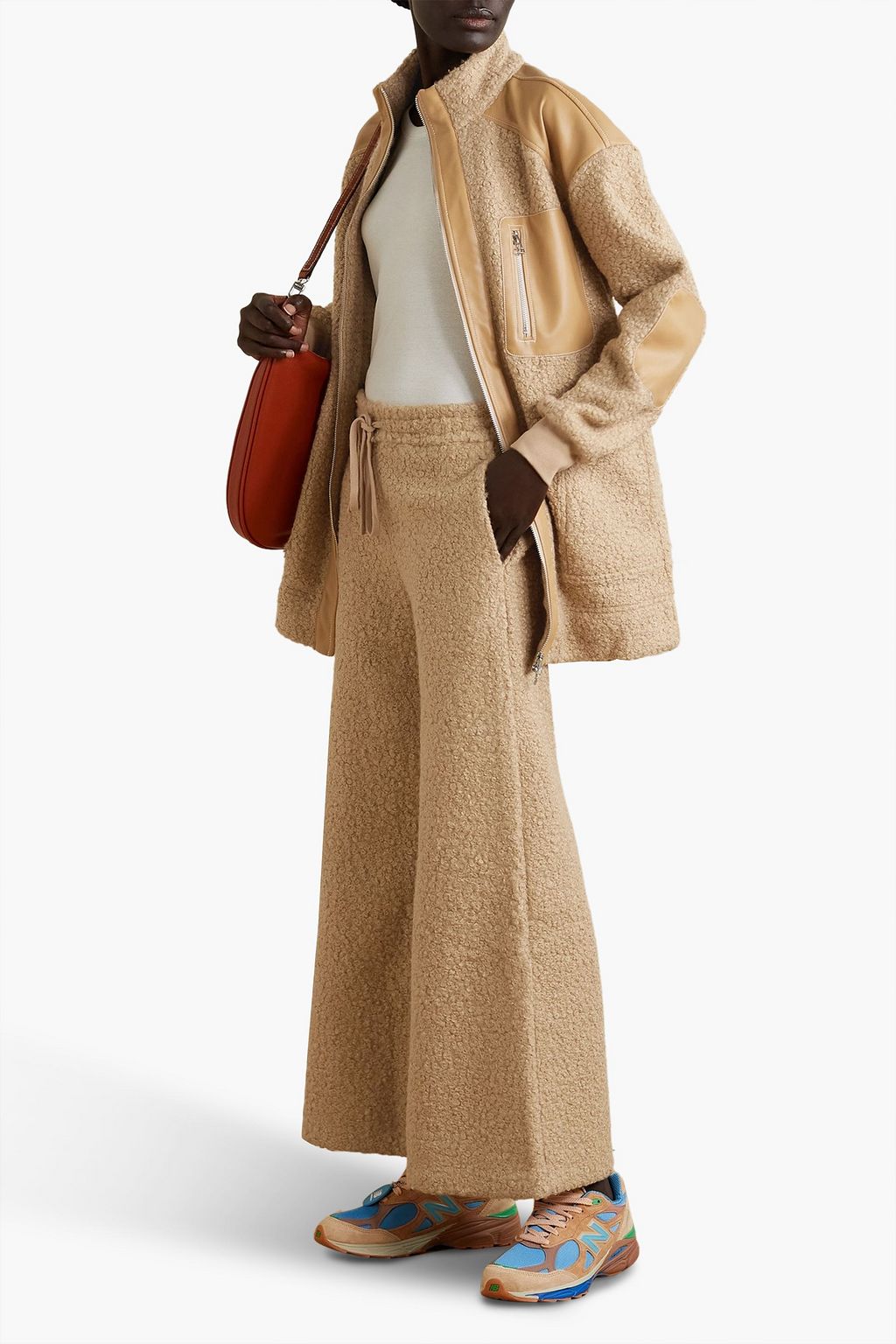 STAUD Bouclé wide-leg track pants