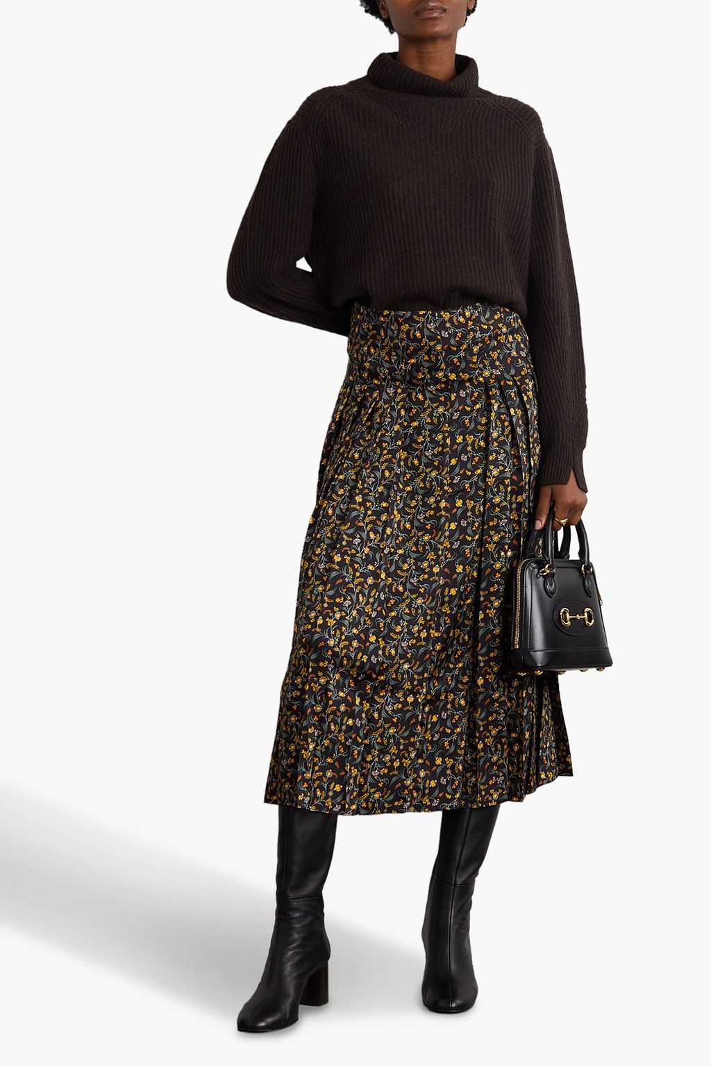 CEFINN Savannah Rock aus Twill mit Falten und floralem Print