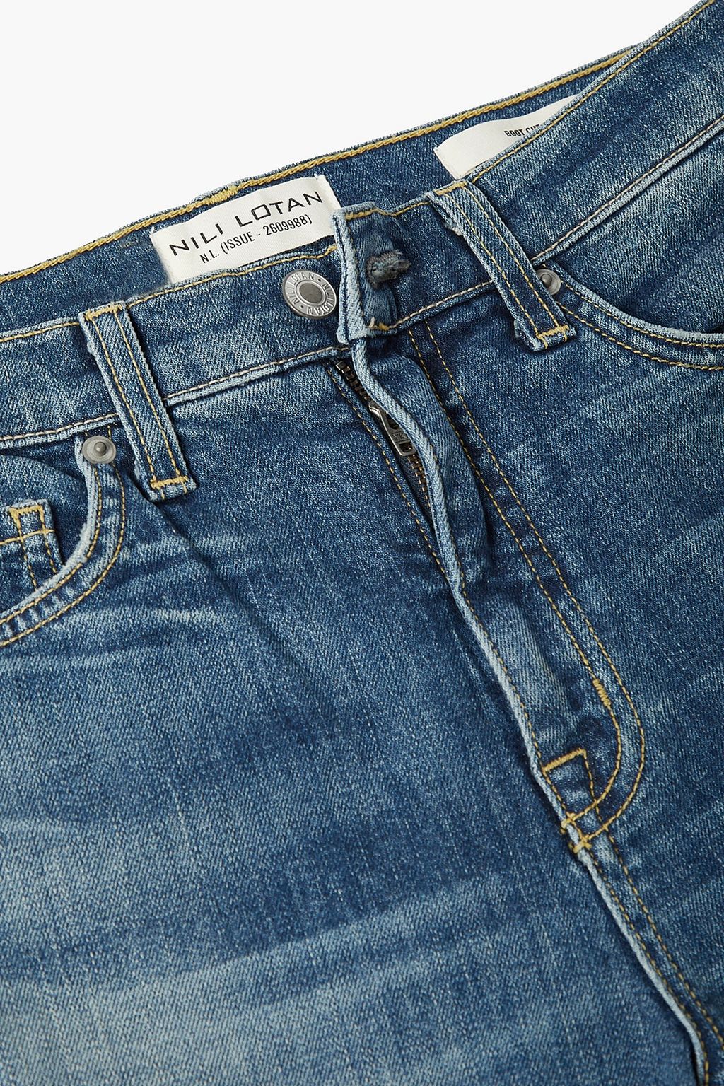 NILI LOTAN クロップド ハイライズ ブーツカットジーンズ 色あせ加工
