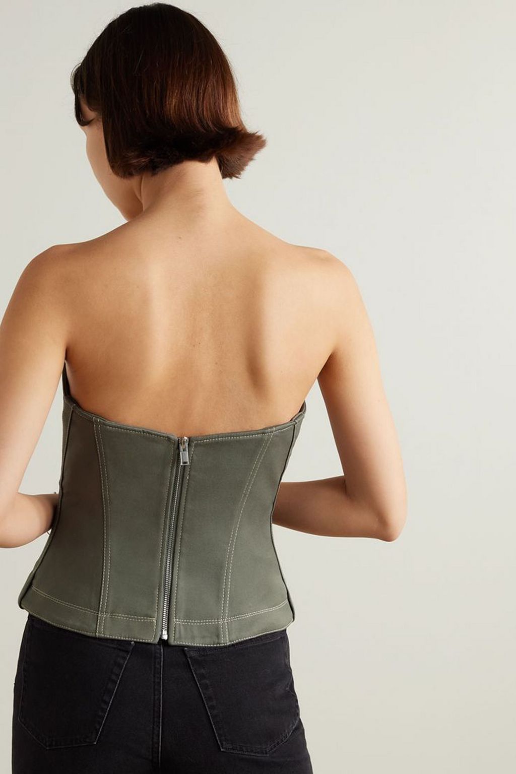 DION LEE Cotton-blend twill bustier top