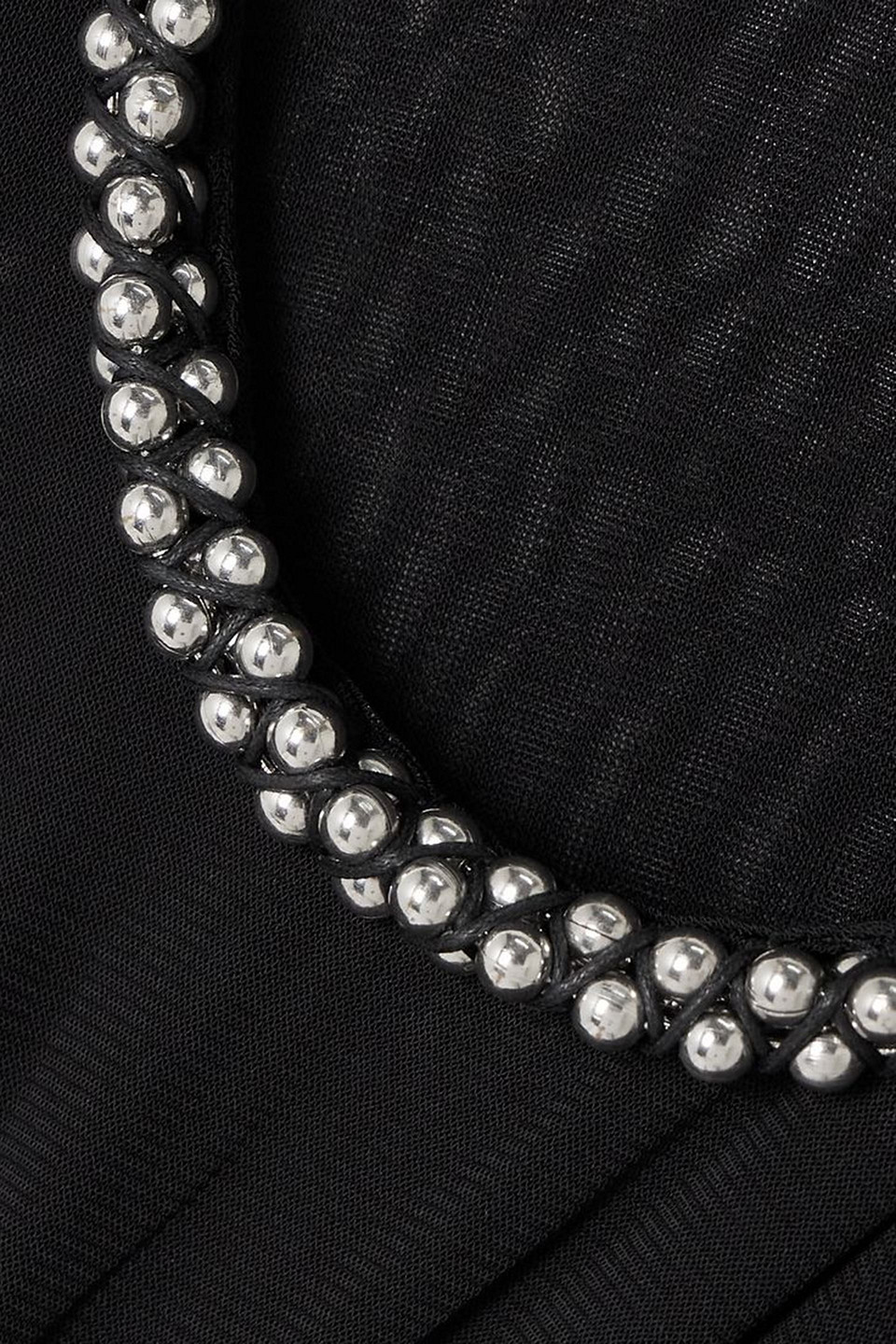DION LEE BARBALL CUTOUT BEAD-EMBELLISHED MESH TOP