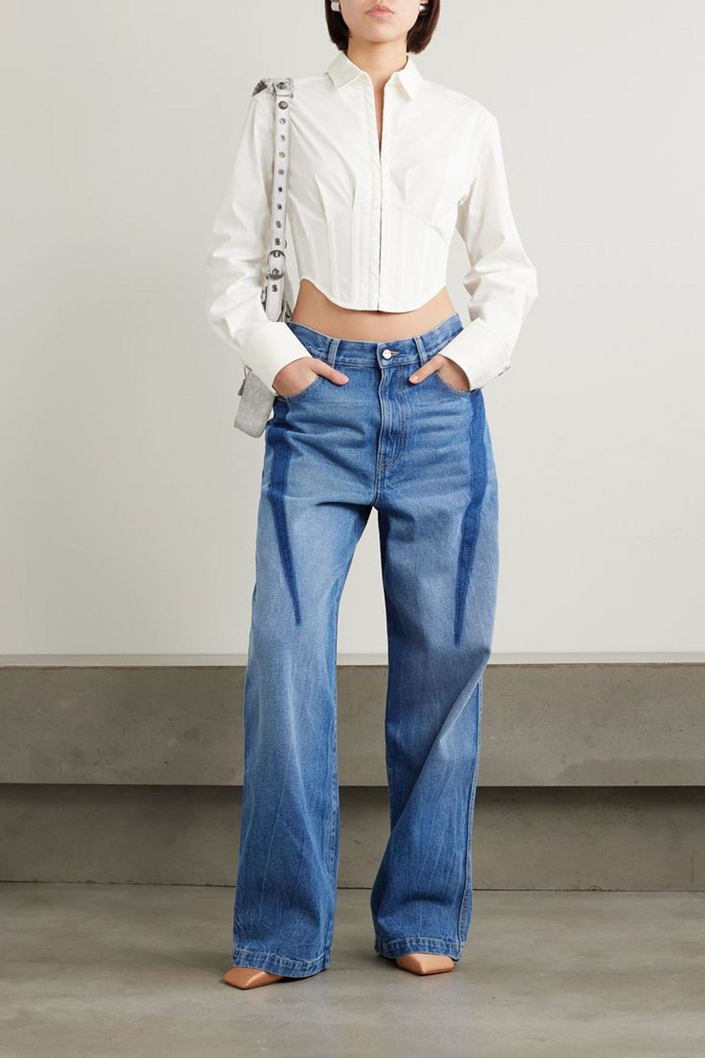 DION LEE 크롭 코튼 혼방 포플린 셔츠