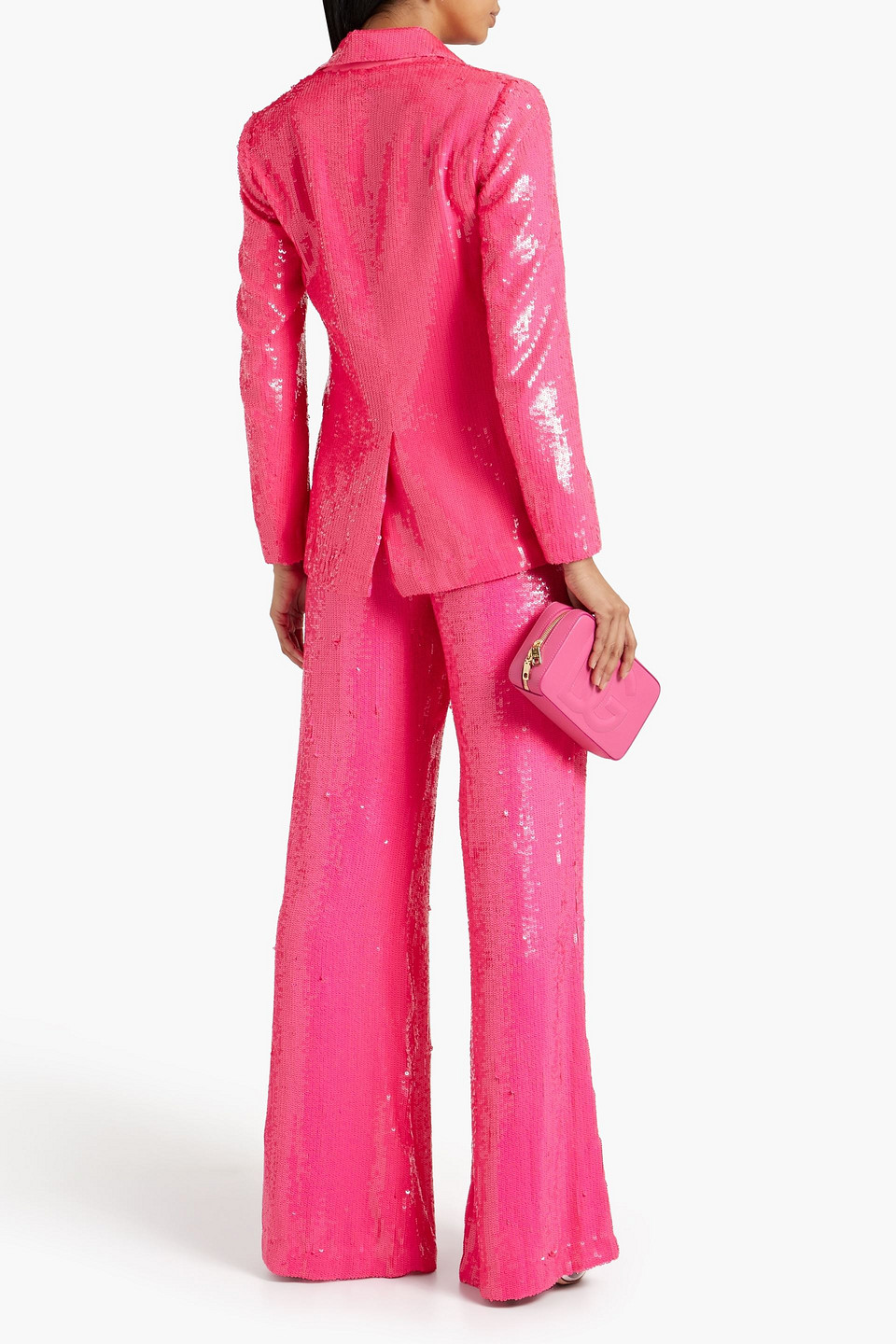 ALICE AND OLIVIA MACEY SEQUINED WOVEN BLAZER