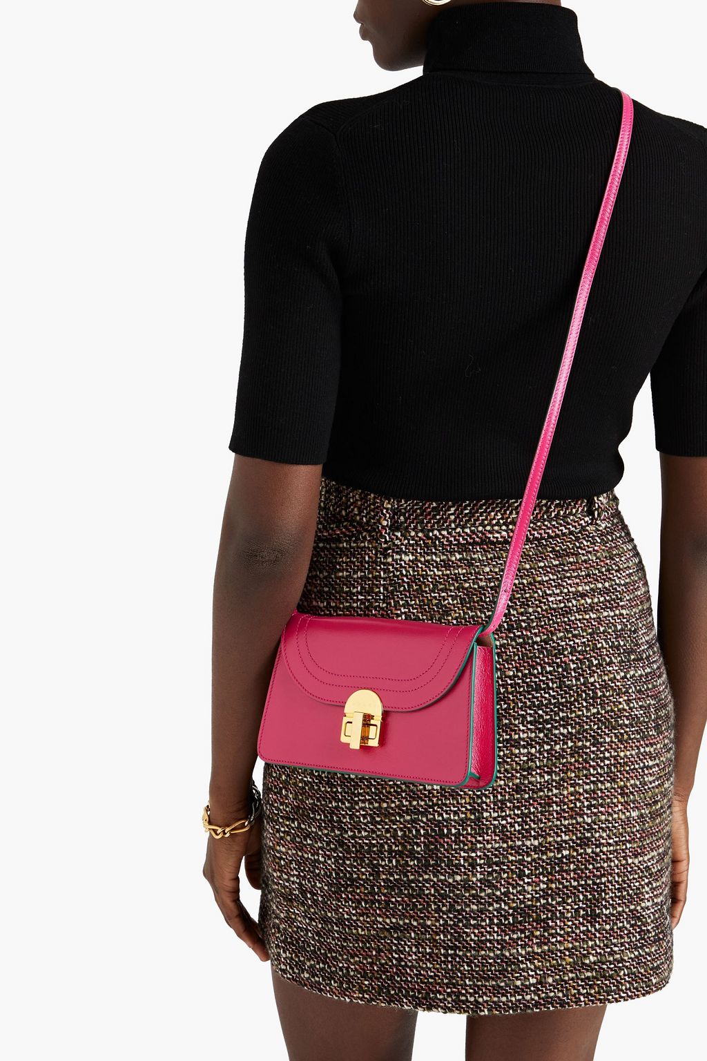 MARNI Glossed pebbled-leather shoulder bag