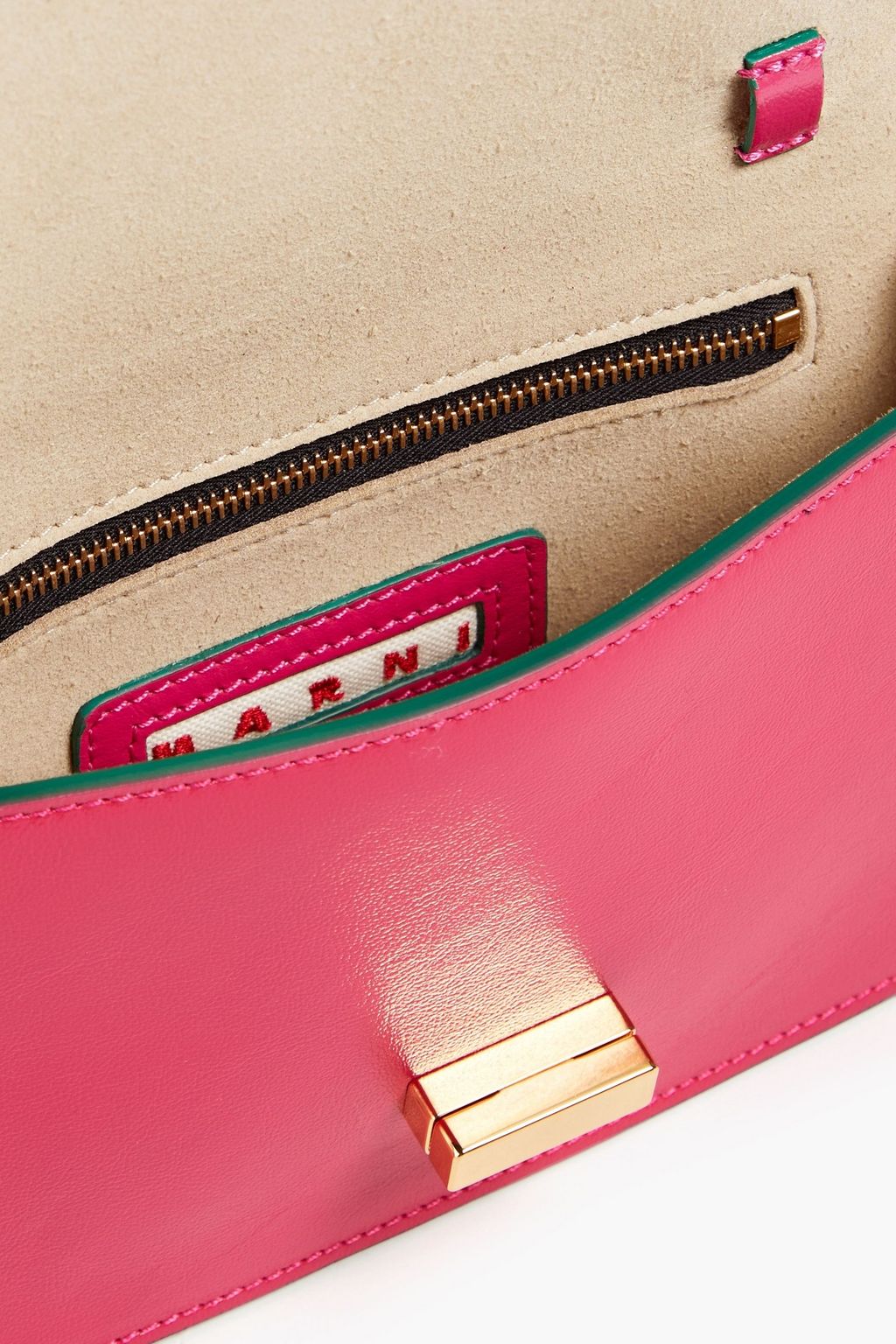 MARNI Glossed pebbled-leather shoulder bag