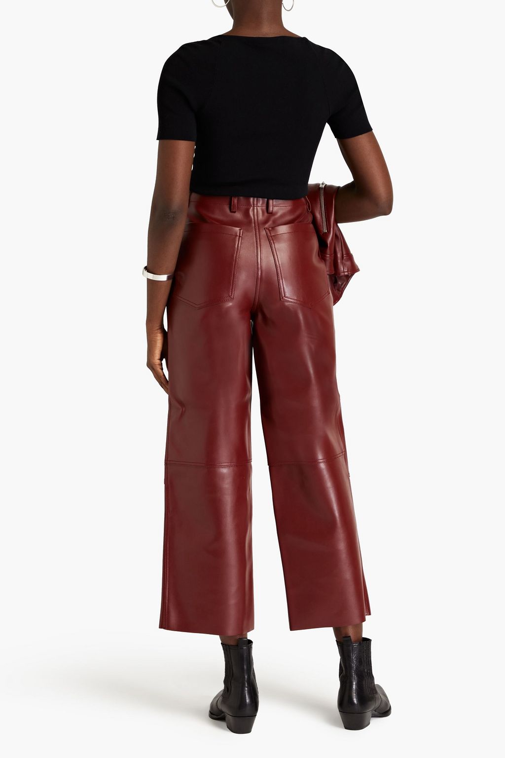 DEADWOOD Presley Cropped Hose mit weitem Bein aus Kunstleder