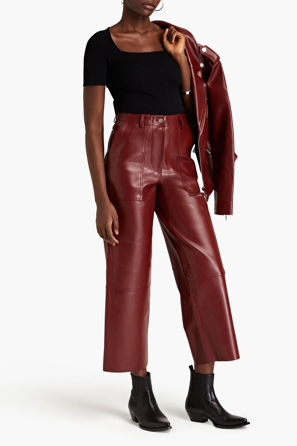 DEADWOOD Presley Cropped Hose mit weitem Bein aus Kunstleder