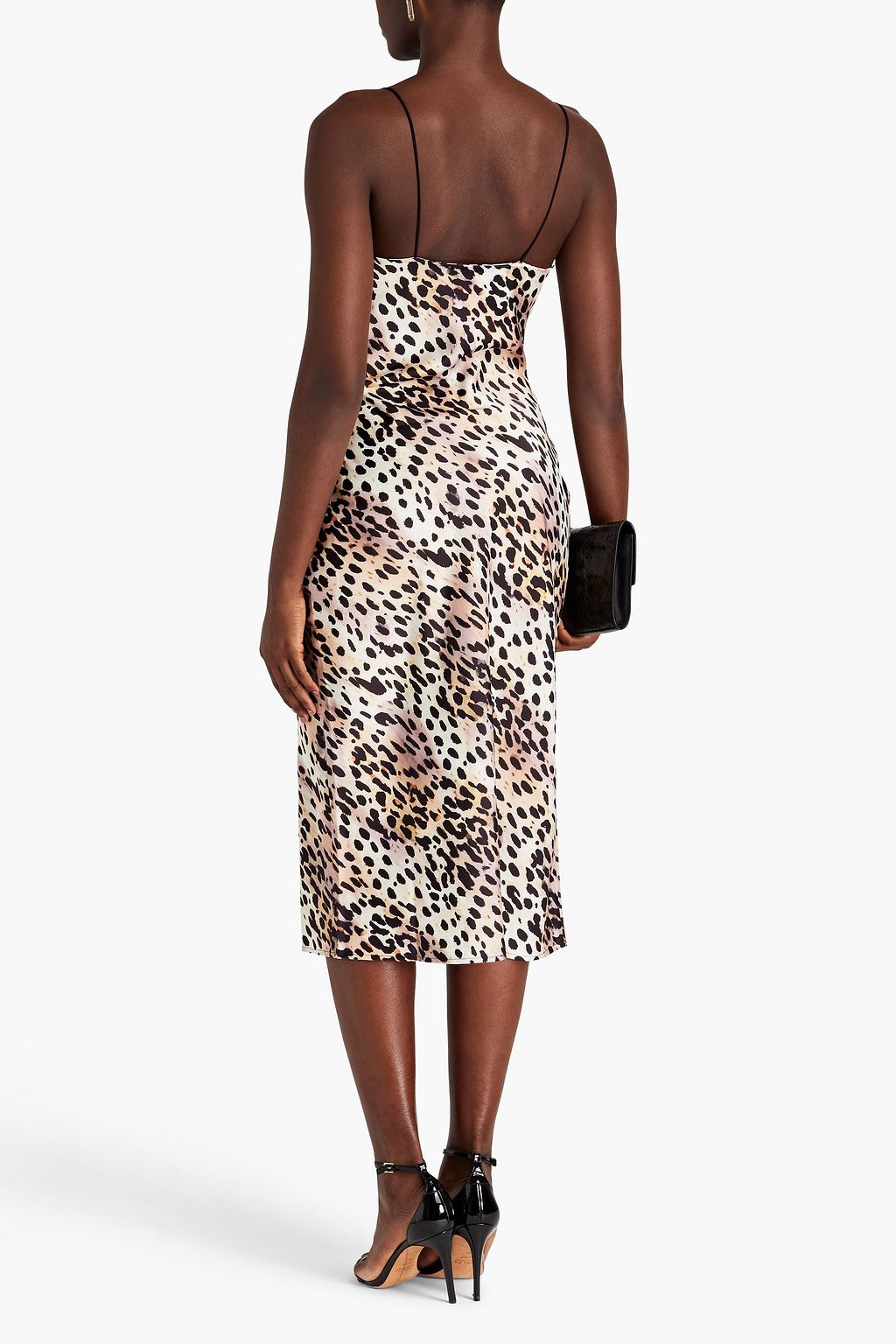GOOD AMERICAN Leopard-print satin midi slip dress