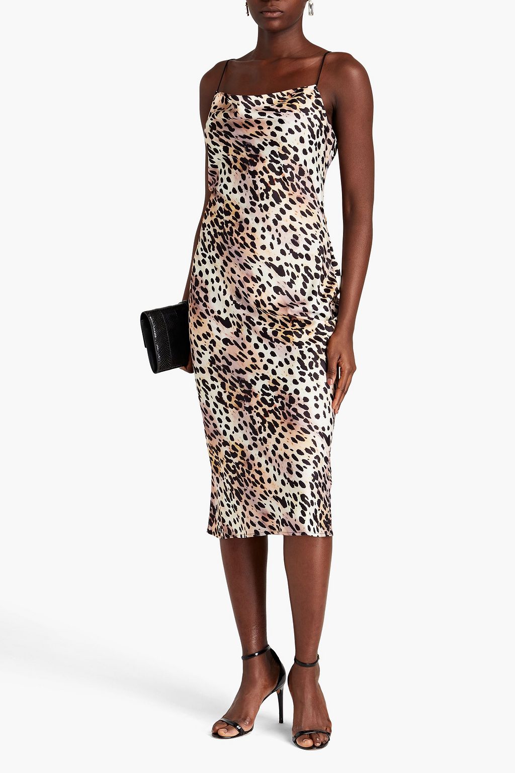 GOOD AMERICAN Leopard-print satin midi slip dress