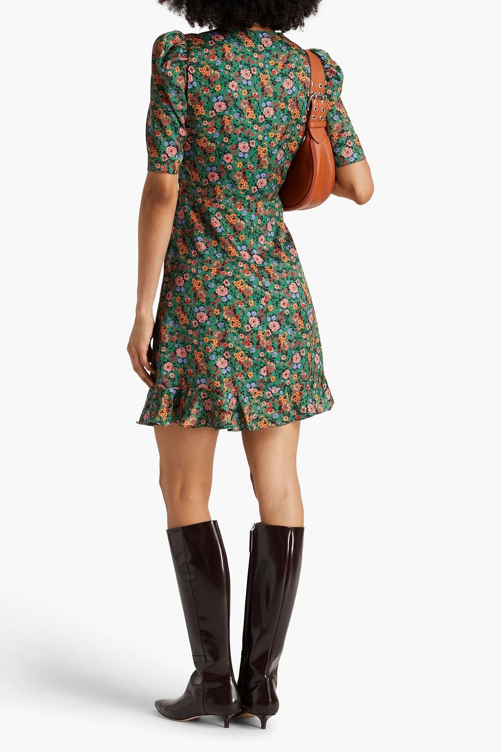 SANDRO Embellished floral-print twill mini dress