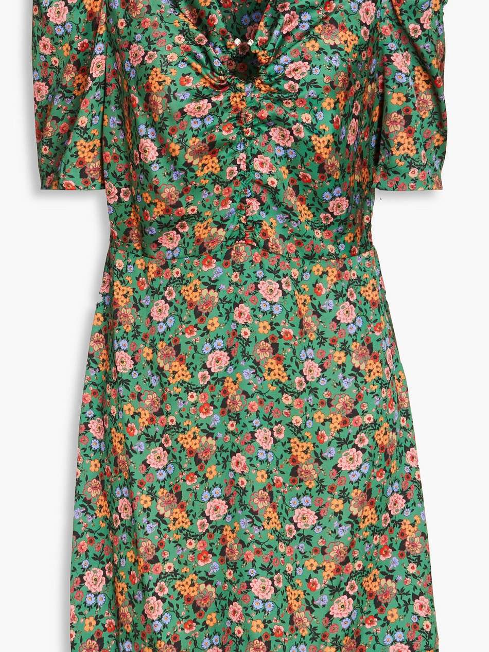 embellished floral-print twill mini dress