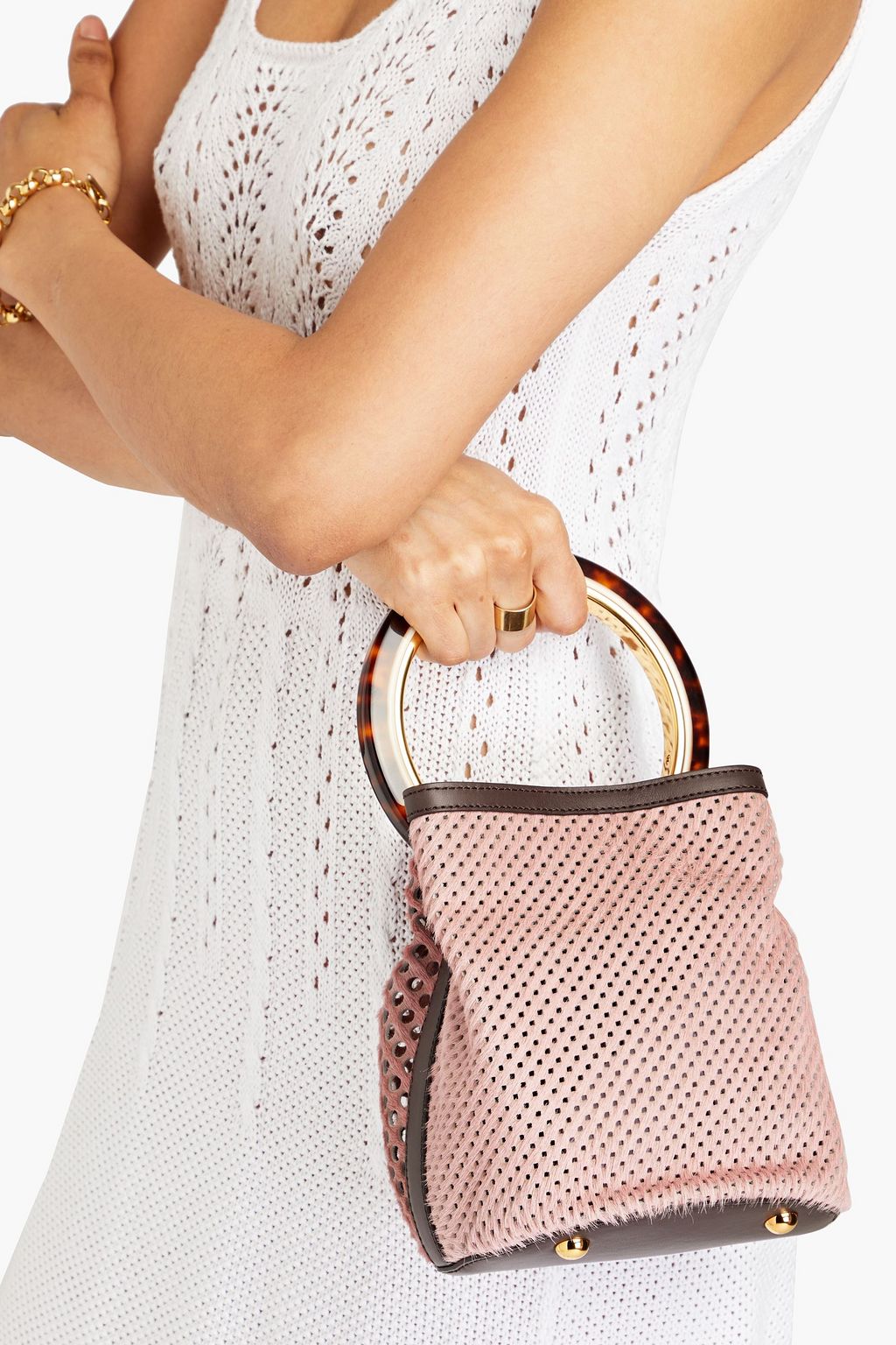 MARNI Beuteltasche aus perforiertem Kalbshaar