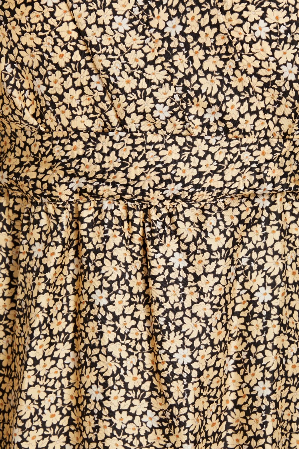 SANDRO Gathered floral-print silk-twill midi wrap dress