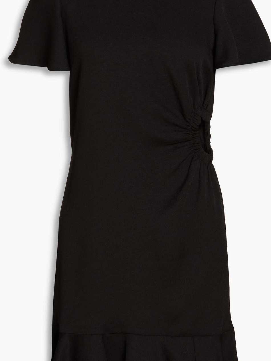 gathered cutout grain de poudre mini dress
