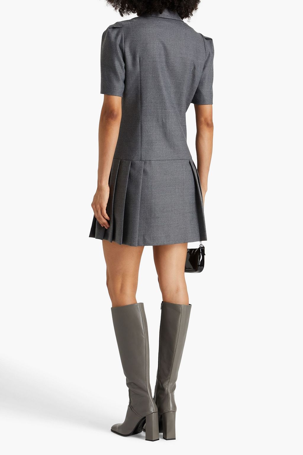 SANDRO Pleated mélange woven mini dress