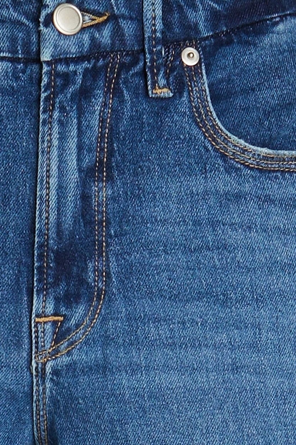 GOOD AMERICAN Halbhohe Jeans mit geradem Bein in ausgewaschener Optik