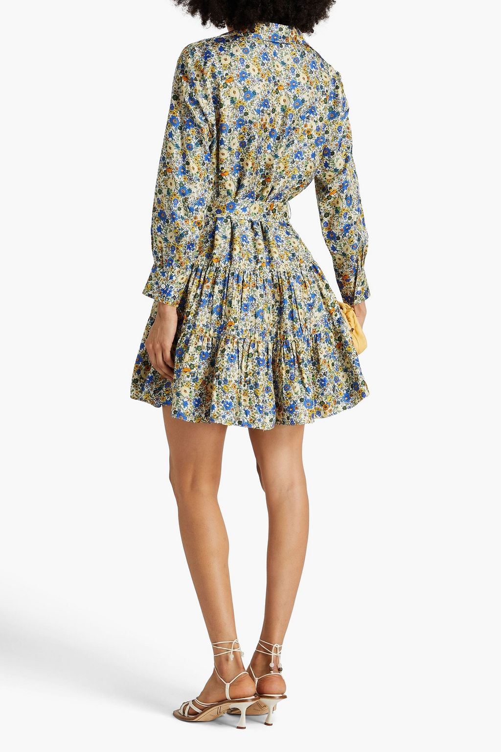 SANDRO Alexie lace-trimmed printed crepe mini dress