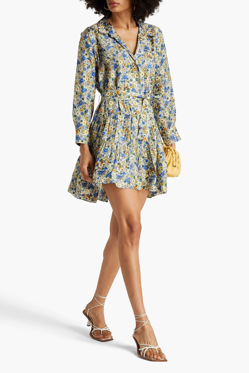 SANDRO Alexie lace-trimmed printed crepe mini dress