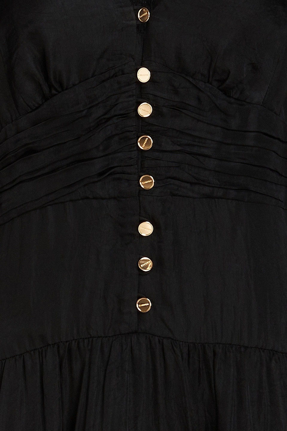 green emerald velvet dress SANDRO gold buttons maxi Dress black - Black