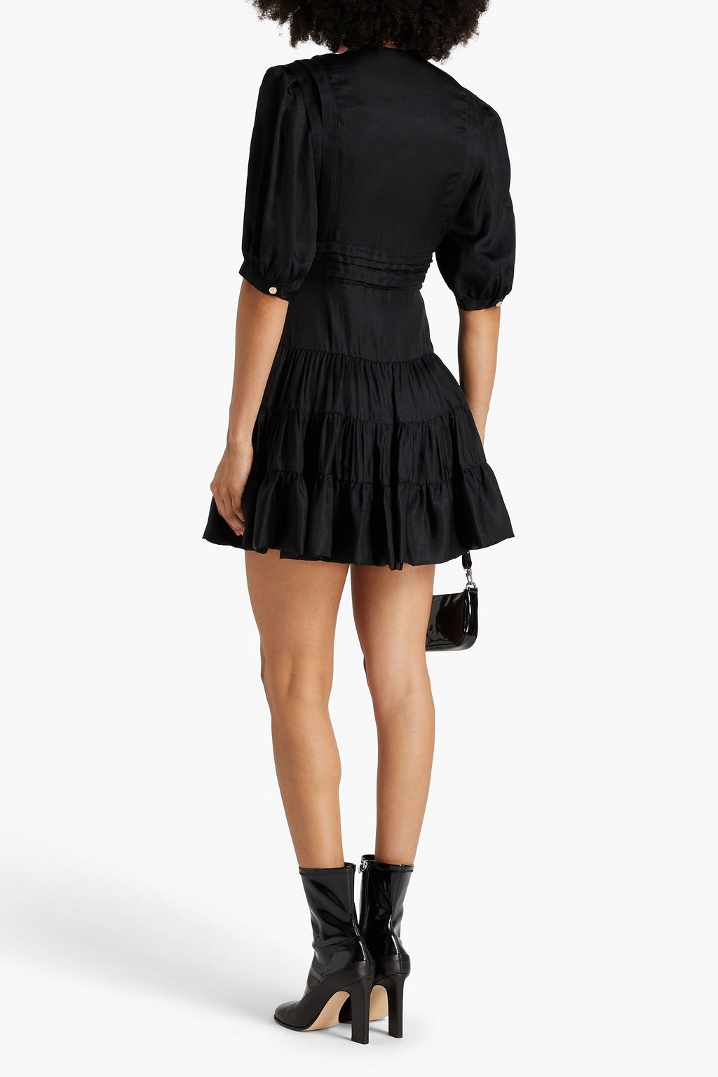 SANDRO Gathered pintucked satin mini dress