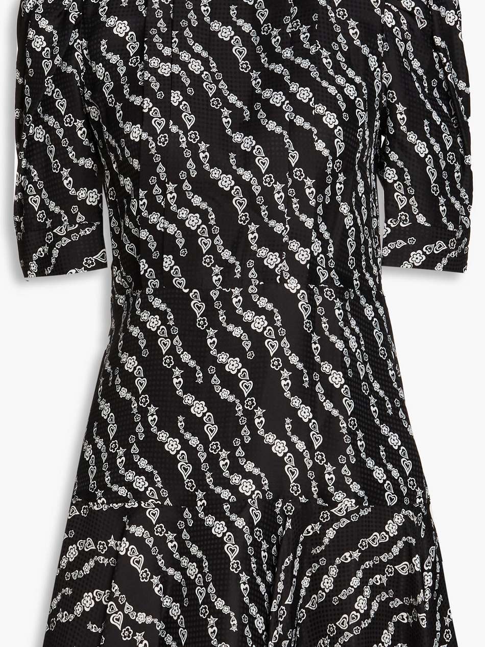 crystal-embellished printed jacquard mini dress