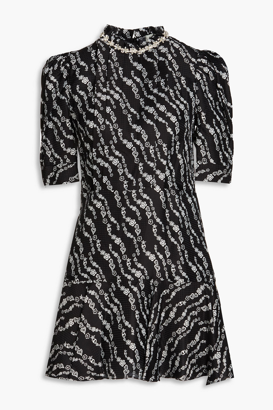 Sandro Bedrucktes Minikleid Aus Jacquard Mit Kristallverzierung In Schwarz