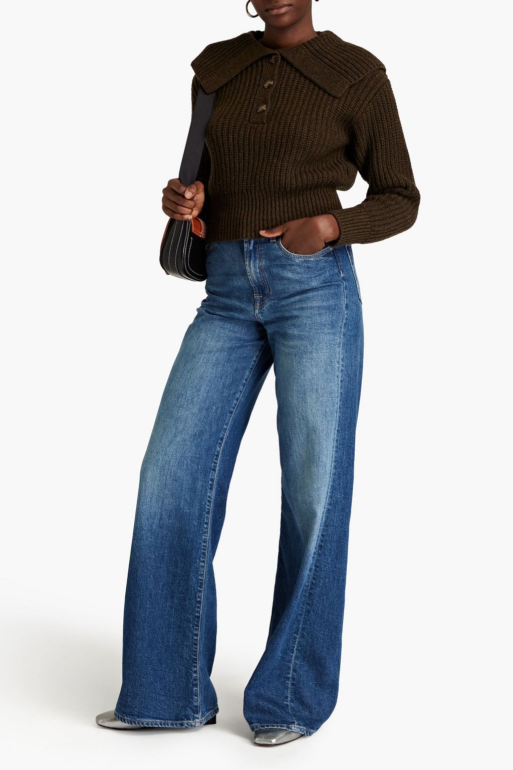 SANDRO Mélange ribbed wool-blend sweater