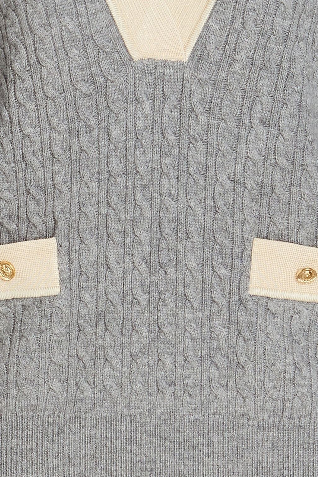 SANDRO Pullover aus einer Wollmischung mit Polokragen und Zopfstrickmuster