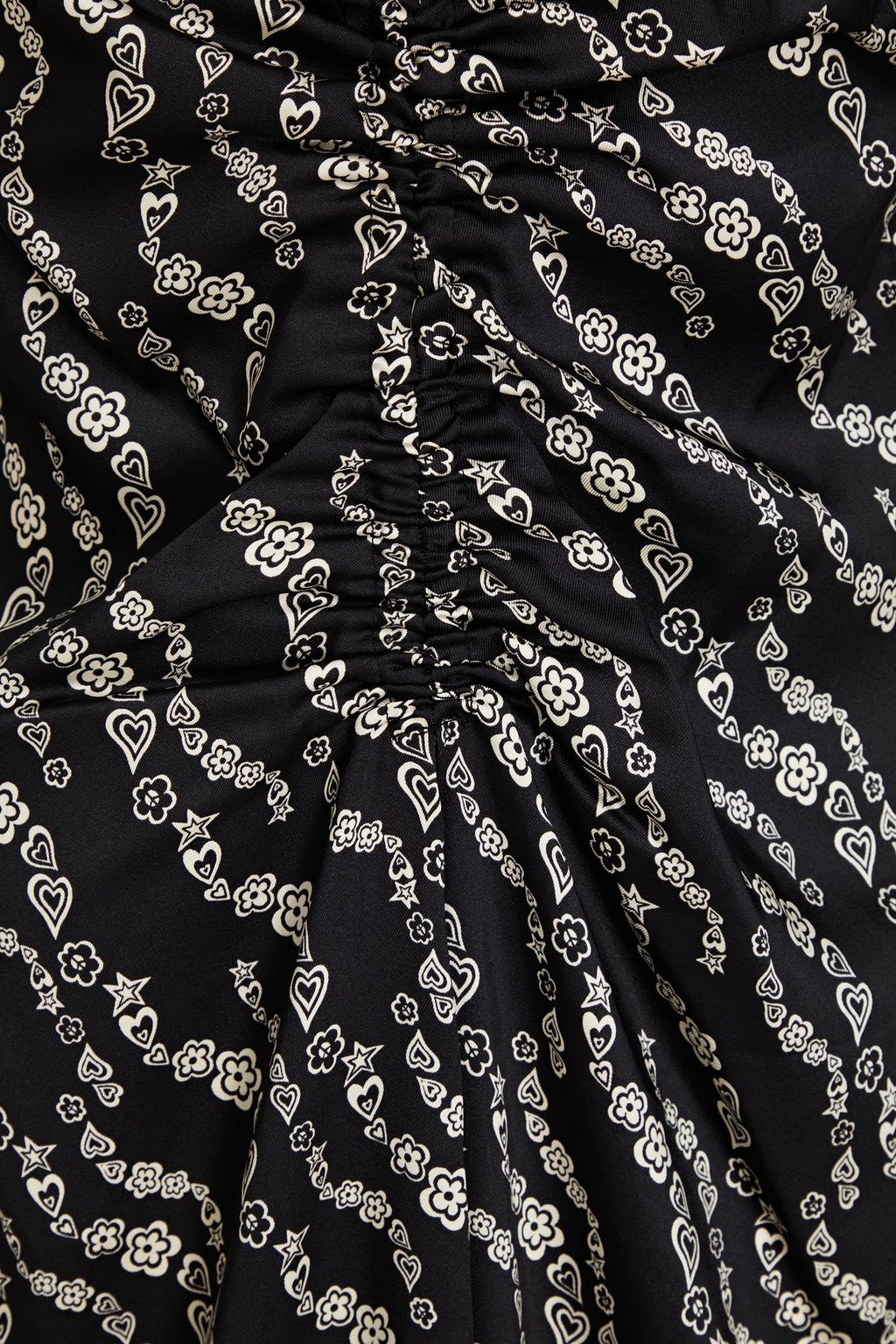 SANDRO Ruched printed twill midi slip dress