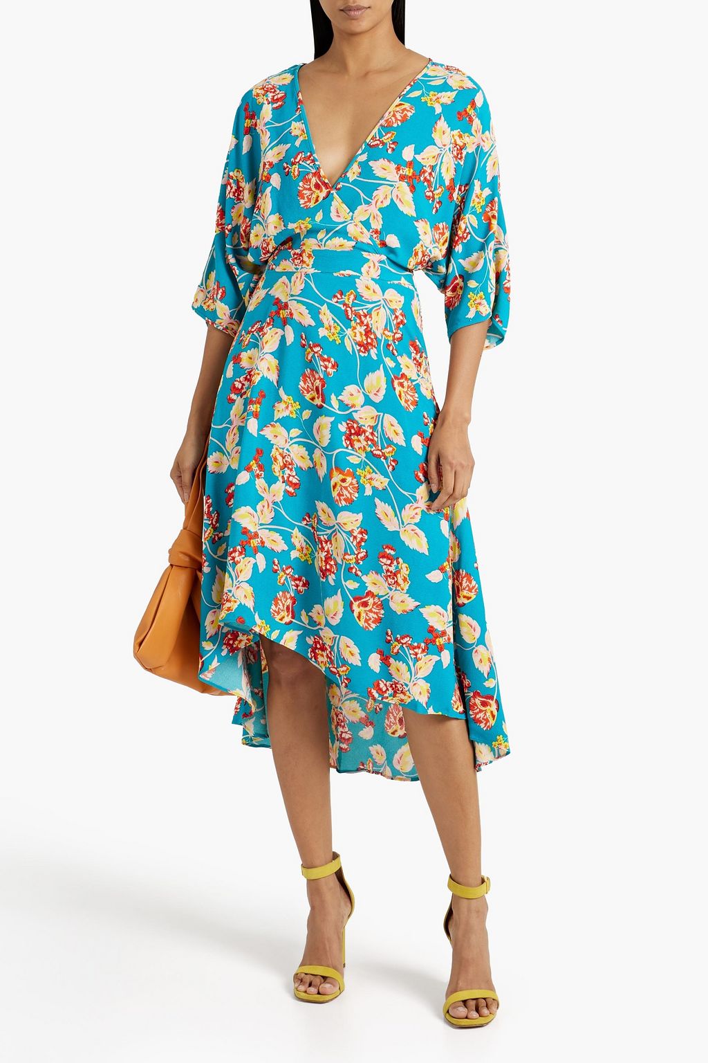 DIANE VON FURSTENBERG Wrap-effect printed crepe de chine midi dress