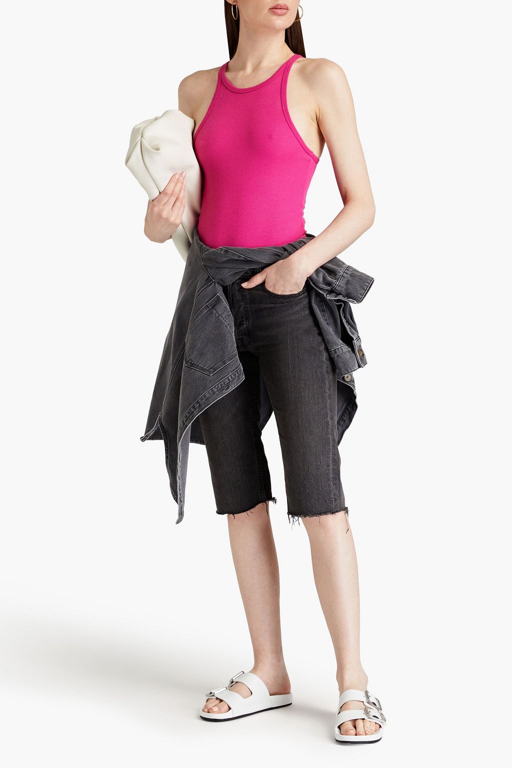 GOOD AMERICAN Ribbed cotton-blend jersey bodysuit