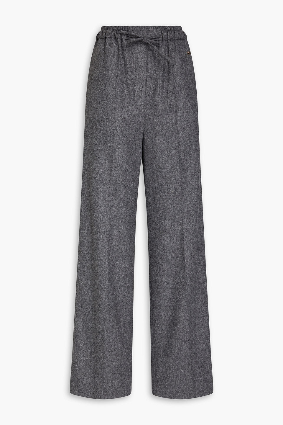 Mélange wool-blend felt wide-leg pants