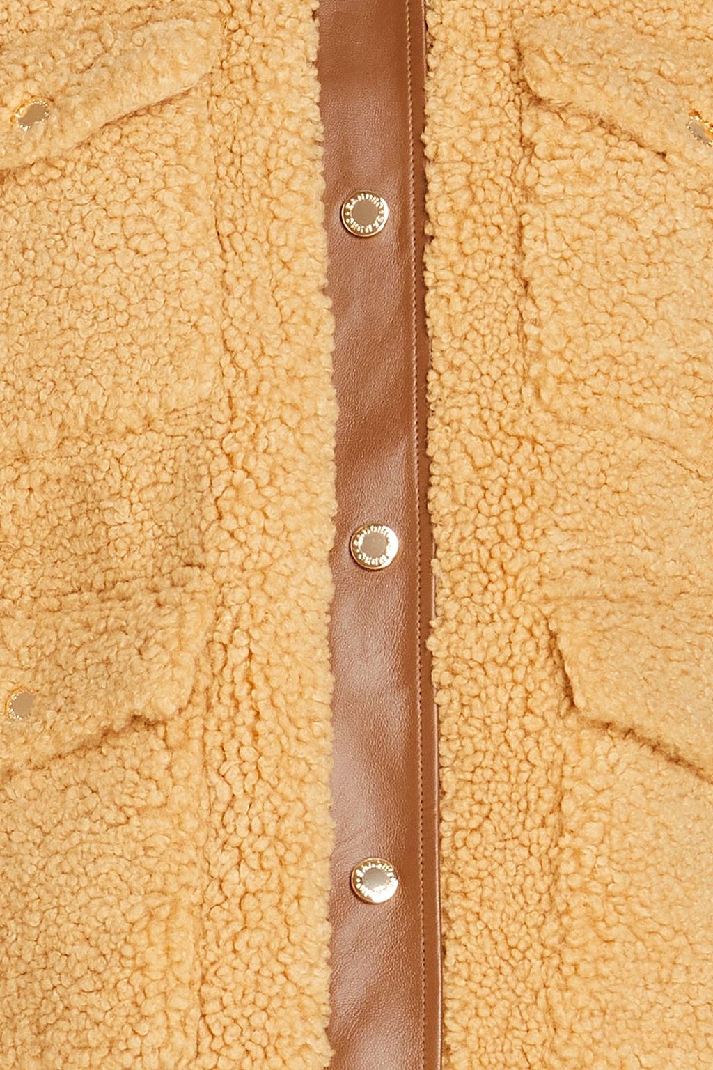 SANDRO Leather-trimmed faux shearling jacket