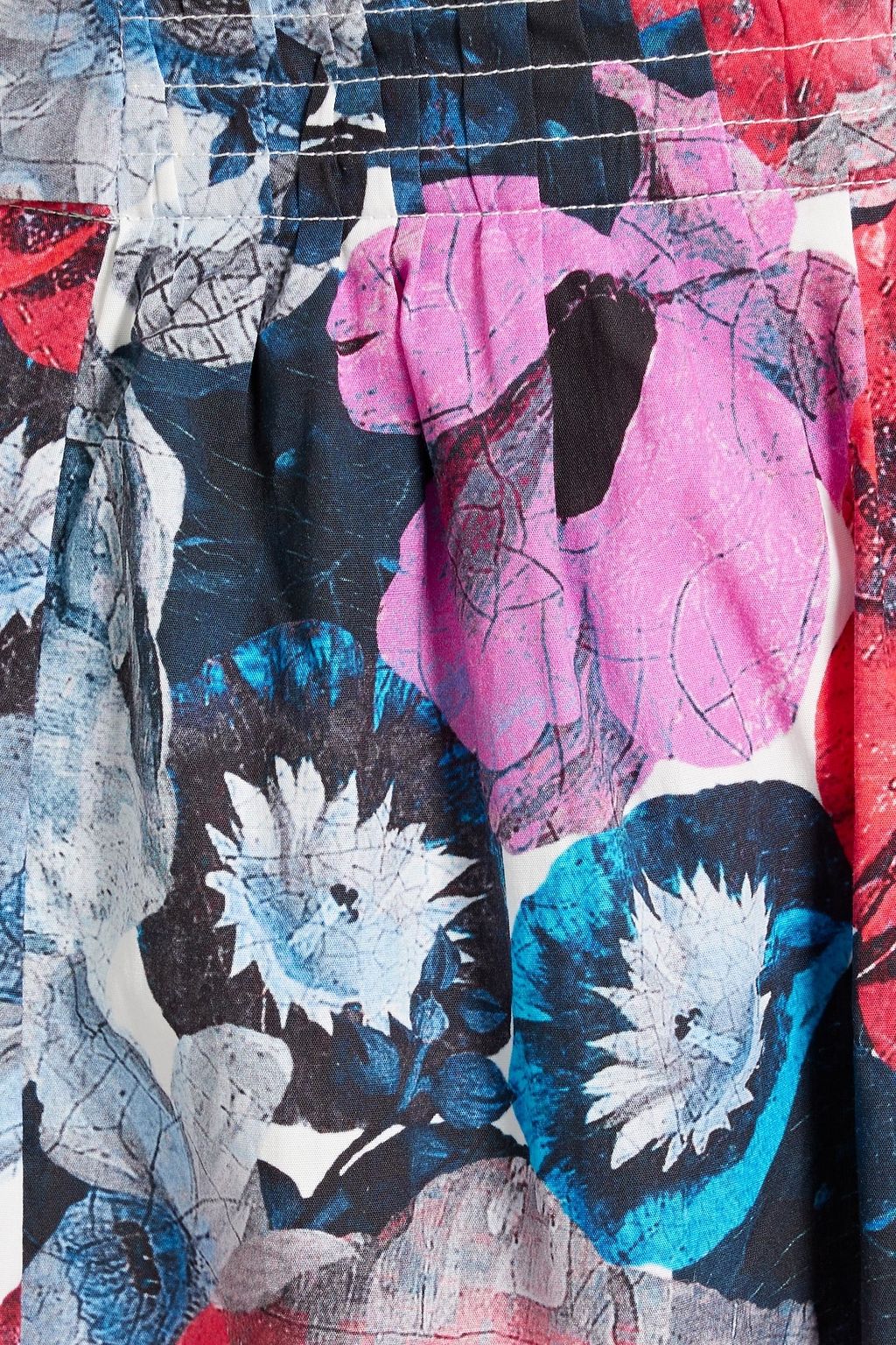 ERDEM Bernadette gathered floral-print cotton-poplin maxi skirt