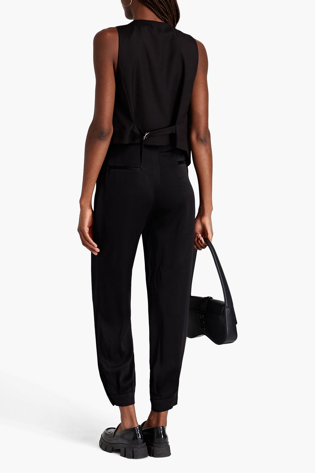 SANDRO Satin-crepe tapered pants