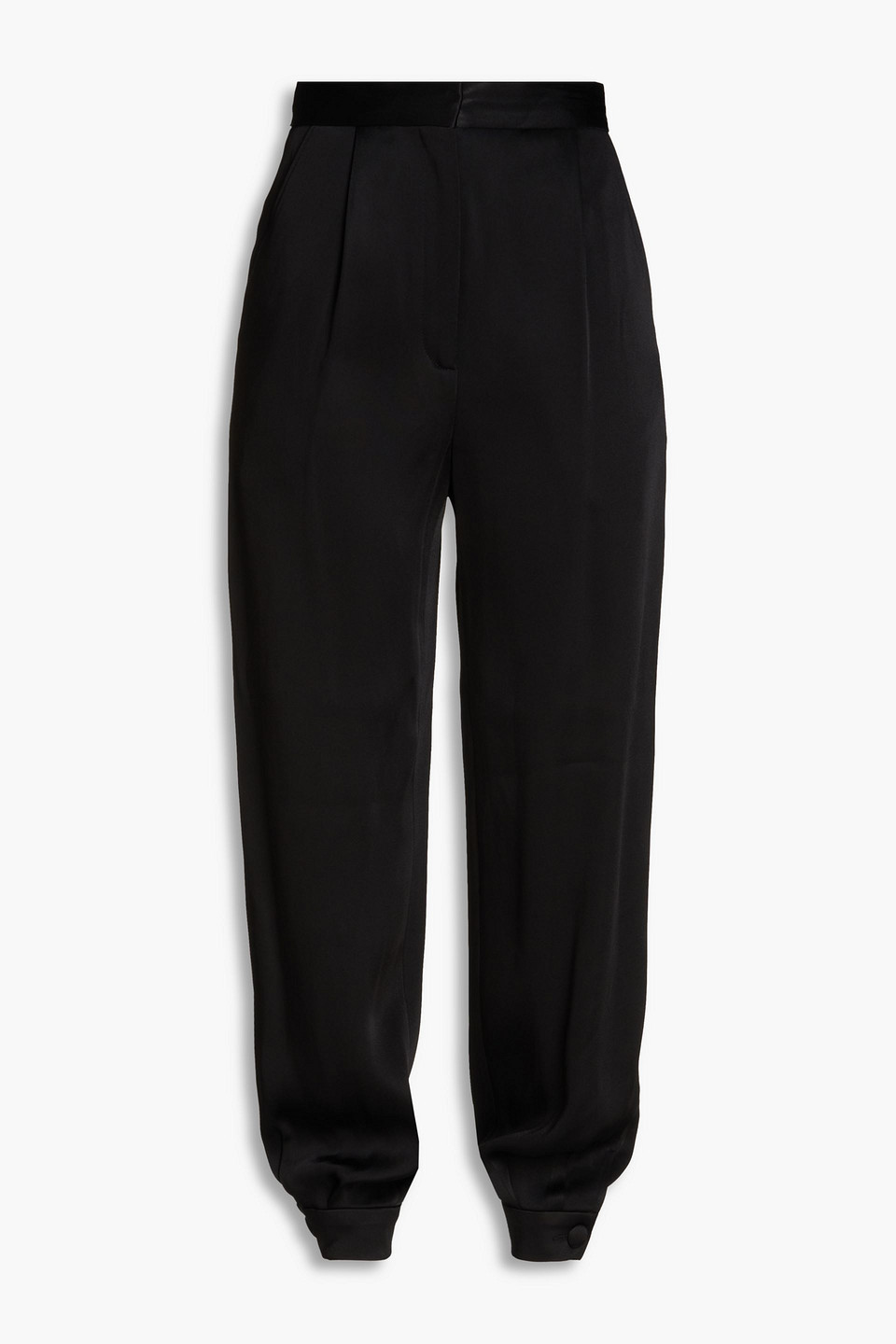 Sandro Satin-crepe Tapered Pants In Black