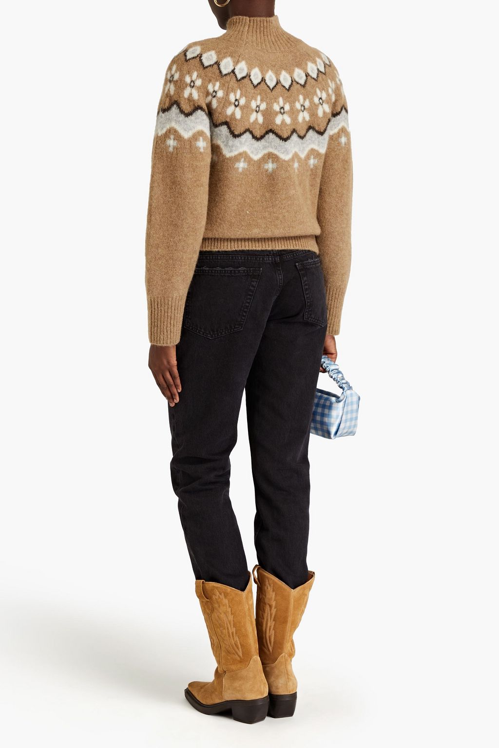 SANDRO Fair Isle alpaca-blend turtleneck sweater