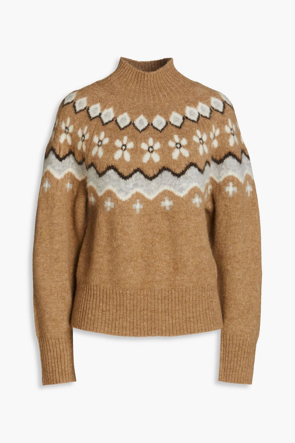 SANDRO Jacquard knit alpaca blend turtleneck sweater THE OUTNET
