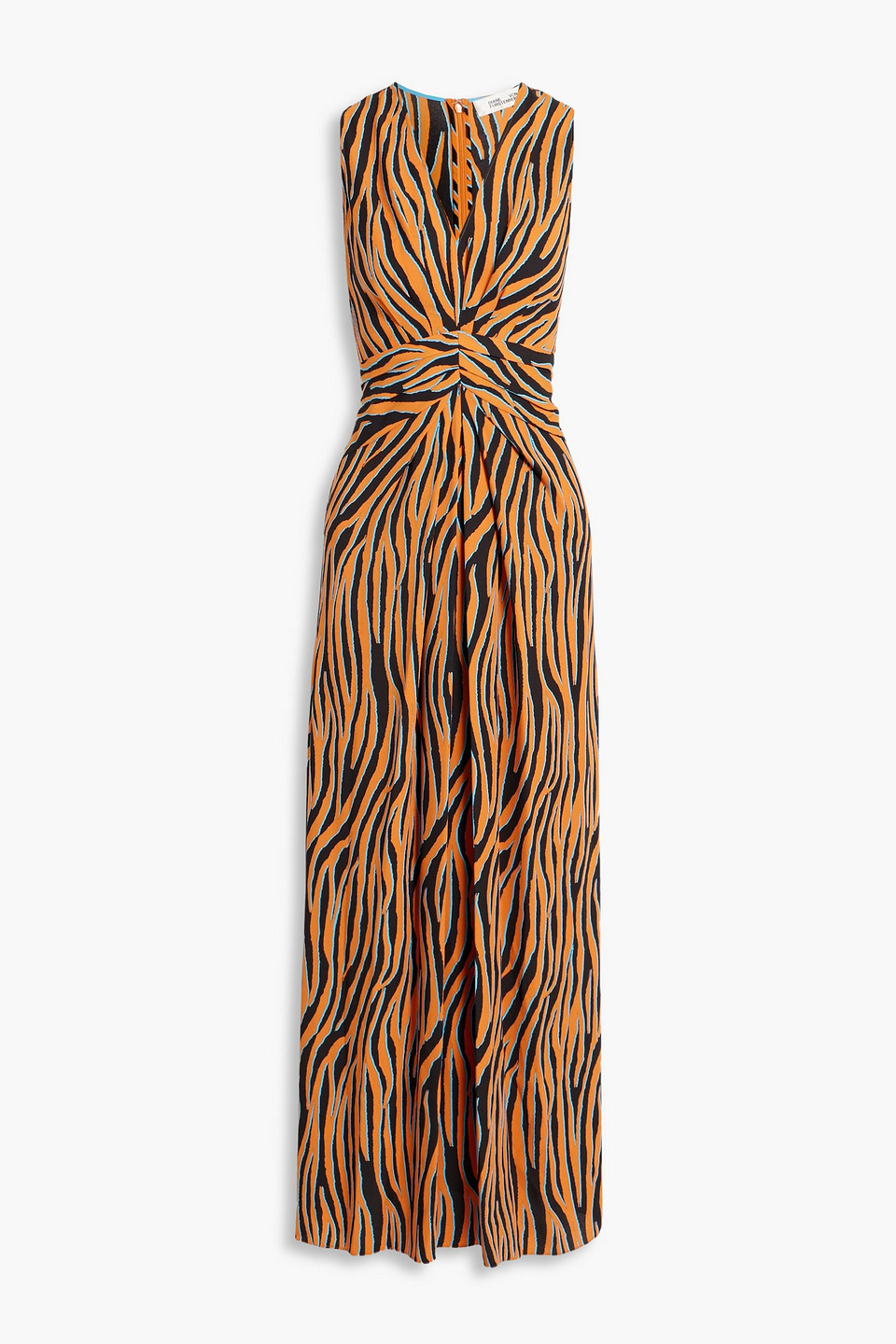 Diane Von Furstenberg Ace Zebra-print Crepe Maxi Dress In Orange