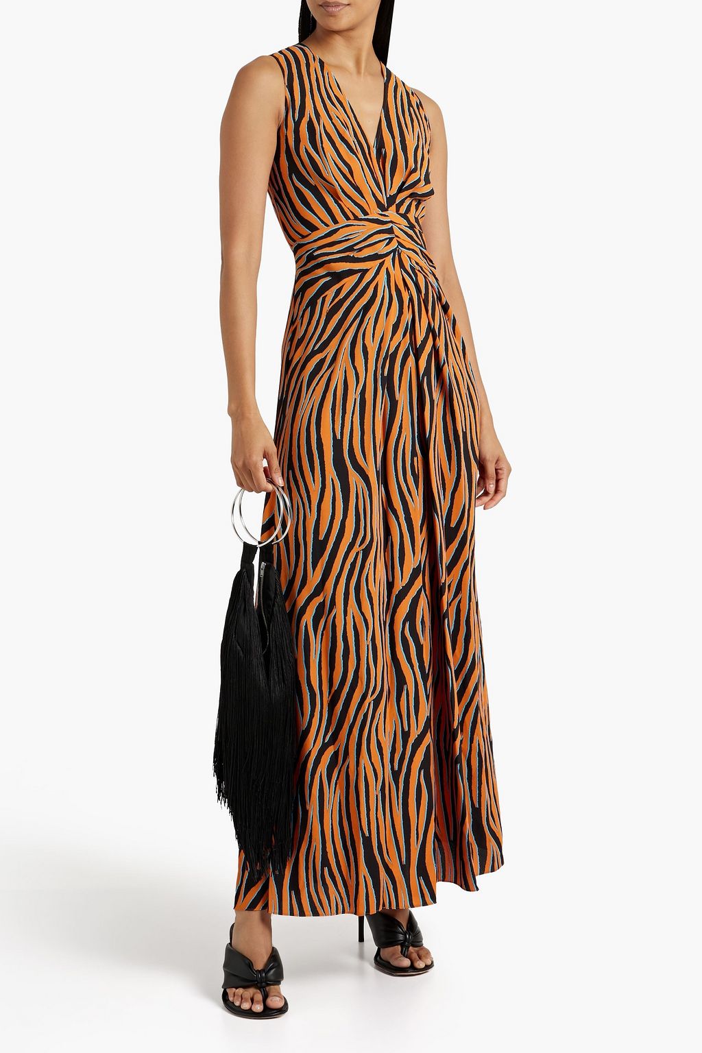 DIANE VON FURSTENBERG Ace zebra-print crepe maxi dress