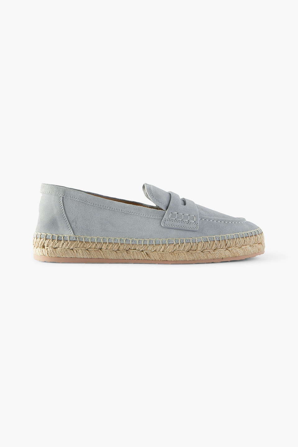 Shop Gianvito Rossi Aima Suede Espadrille Loafers In Sky Blue